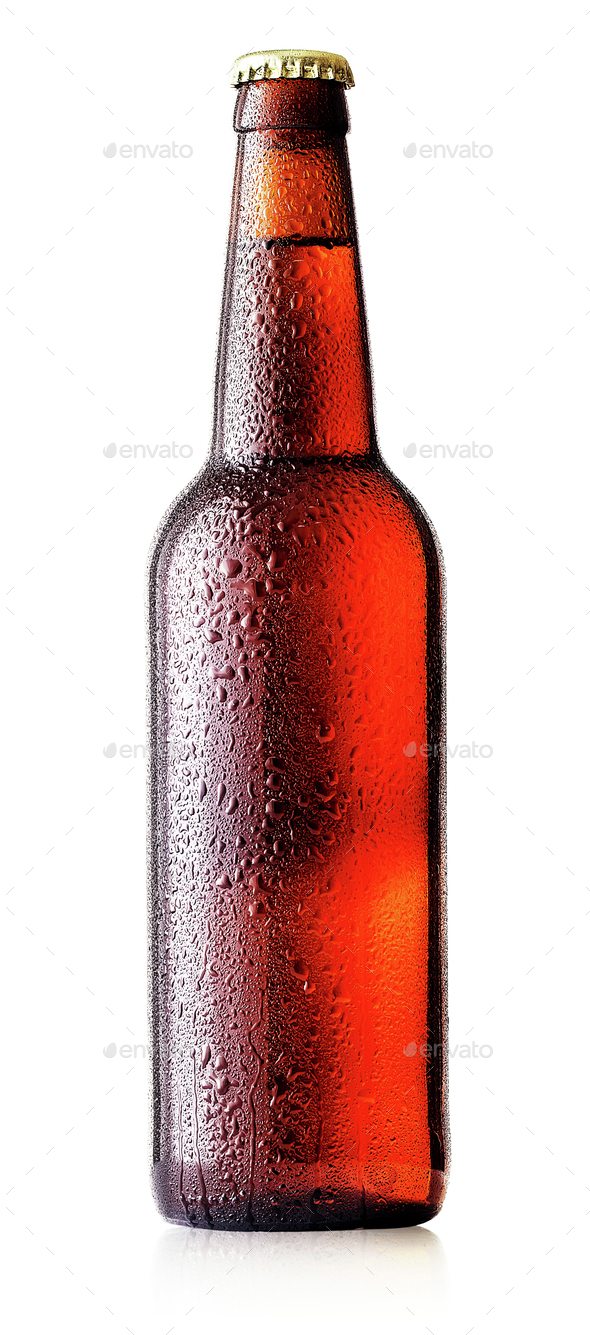 Brown beer bottle with drops Stock Photo by Alexlukin PhotoDune